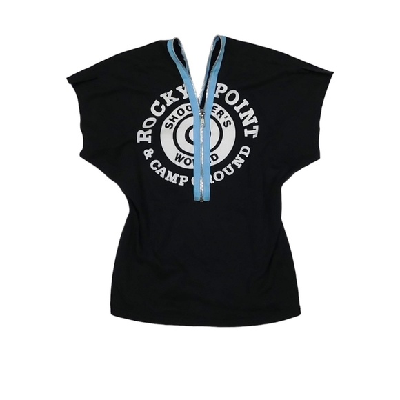 Urban Renewal Tops - Y2K Vintage Urban Renewal Split-sleeve, Zipper Cleavage Baby Tee